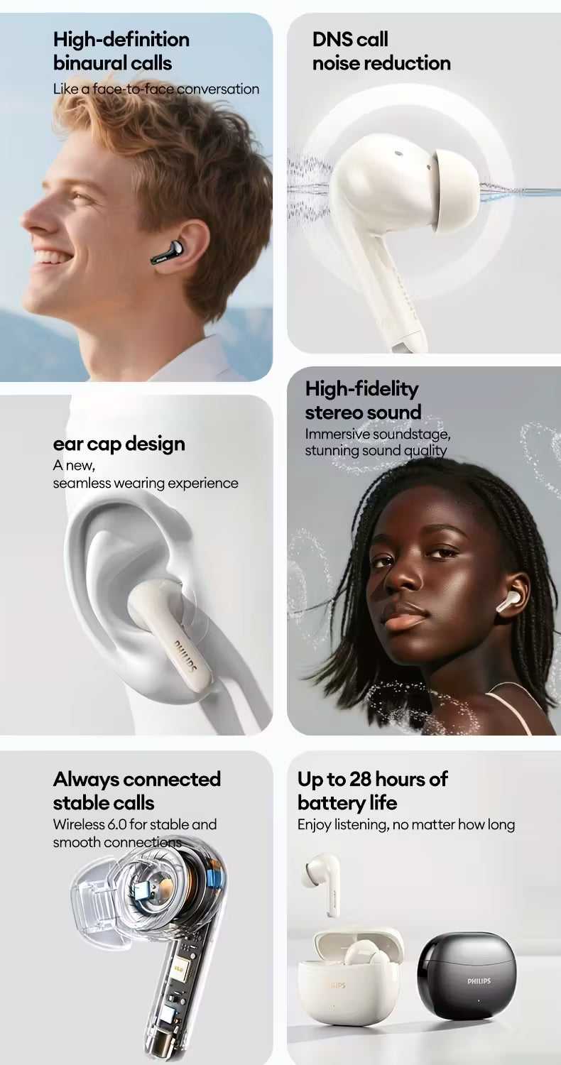 PHILIPS TAT1320 Wireless Earbuds – Low-Latency Audio & 24-Hour Playtime